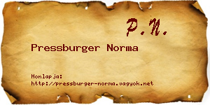 Pressburger Norma névjegykártya